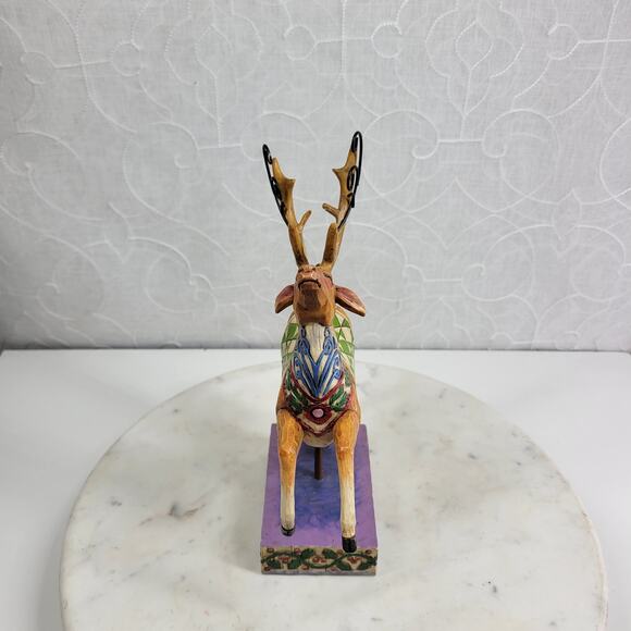 Jim Shore Heartwood Creek Reindeer Dash Away Figurine 10" Green Blanket w/ Box - Picture 6 of 15